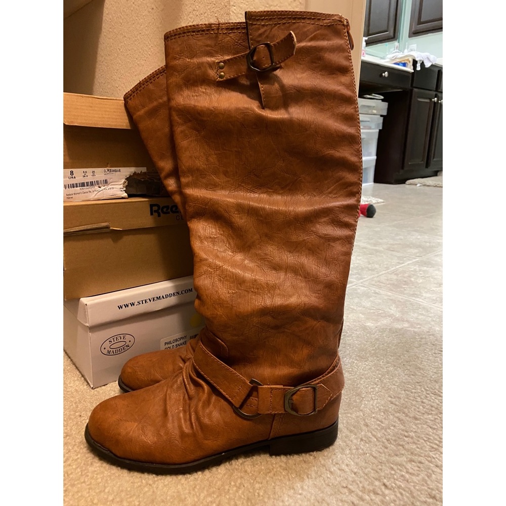 Tan riding boots